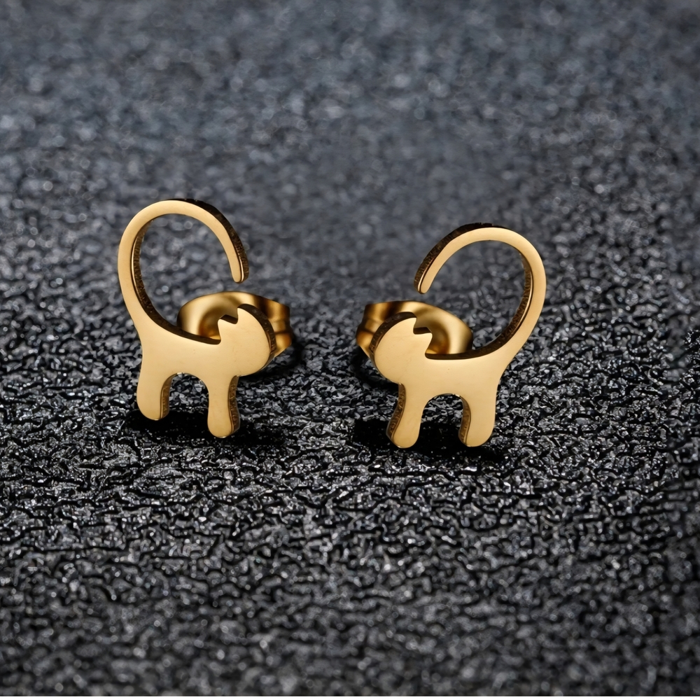 Gold Cat-Shaped Earrings